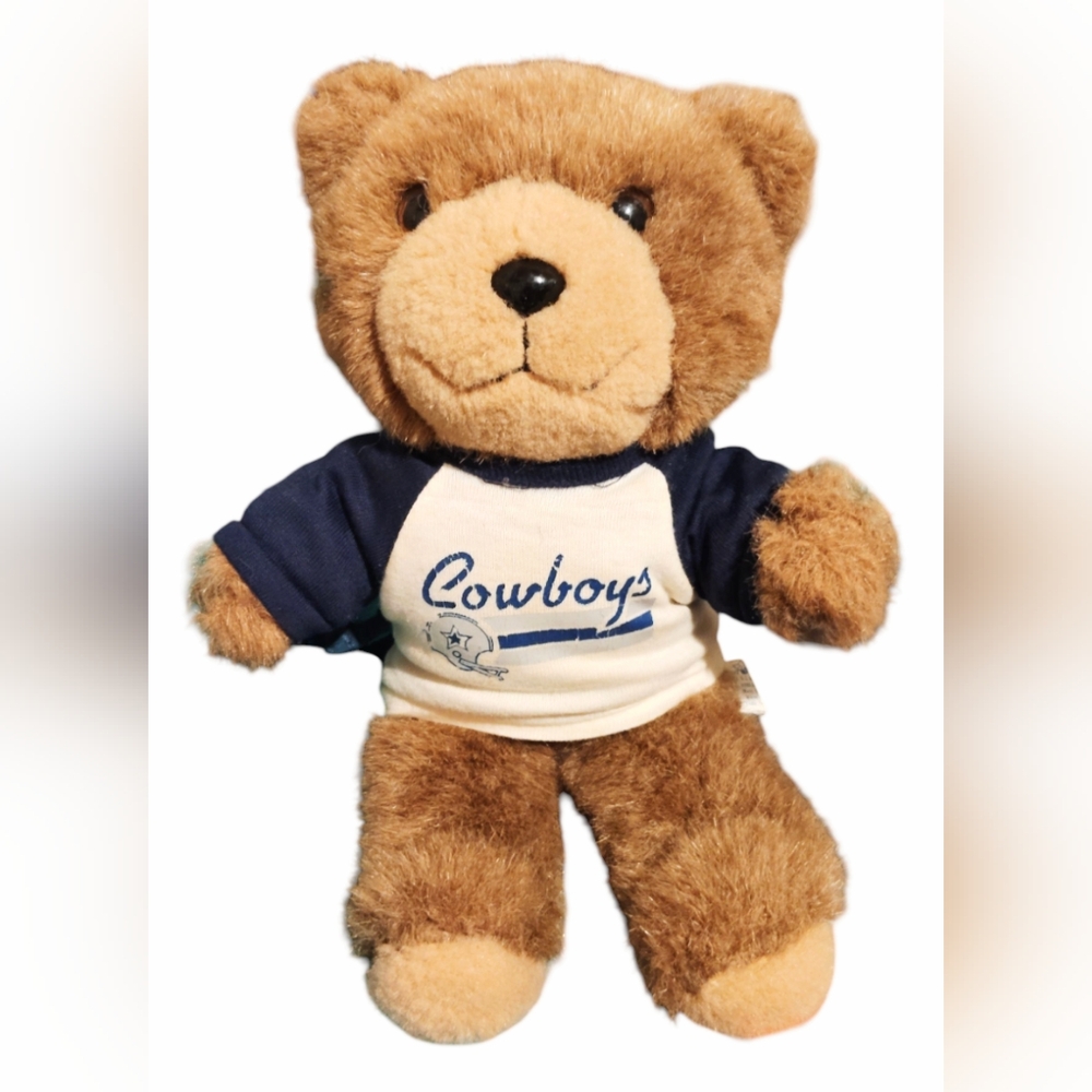 Vintage Trudy Brown Teddy Bear Plush Toy With Dallas Cowboys Shirt 1983